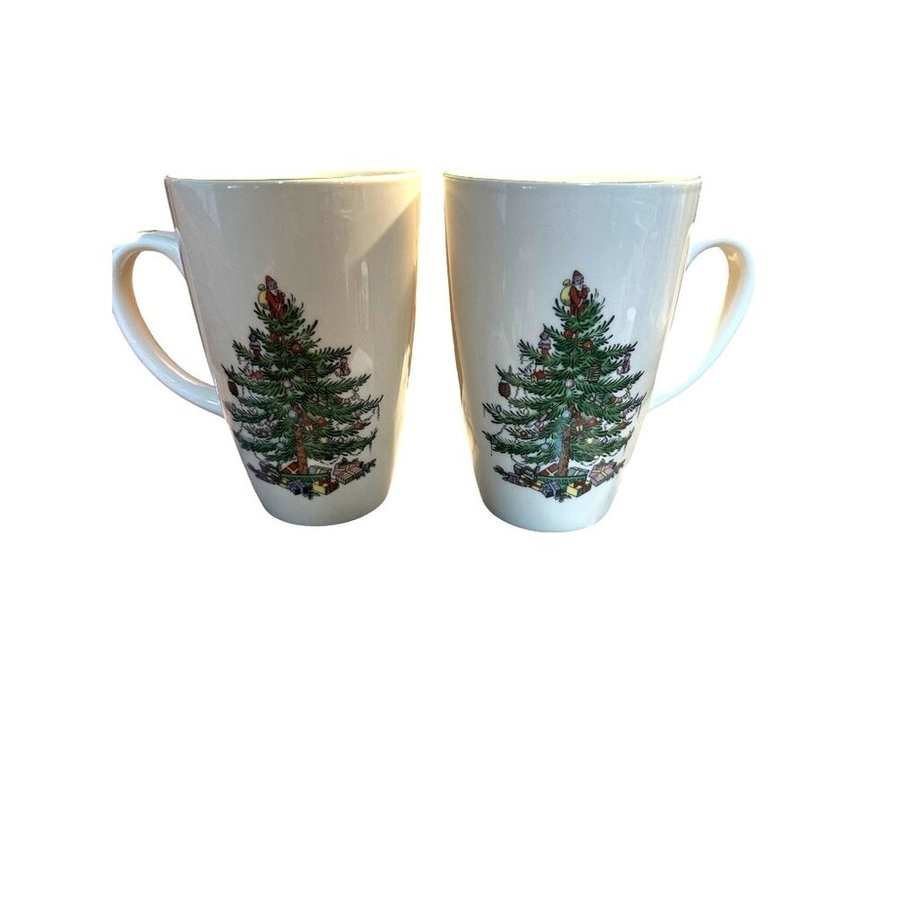 Spode‎ Christmas Tree S3324-A16 Large Mugs Set/2 6" Tall X 4" Diameter 22oz